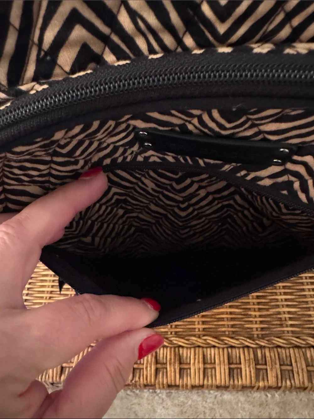 Vera Bradley Black & Tan Zebra-Print Campus Backpack